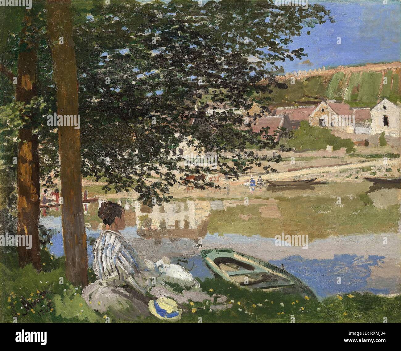 Sulle rive della Senna, Bennecourt. Claude Monet; francese, 1840-1926. Data: 1868. Dimensioni: 81,5 × 100,7 cm (32 1/16 × 39 5/8 in.). Olio su tela. Provenienza: Francia. Museo: Chicago Art Institute. Foto Stock