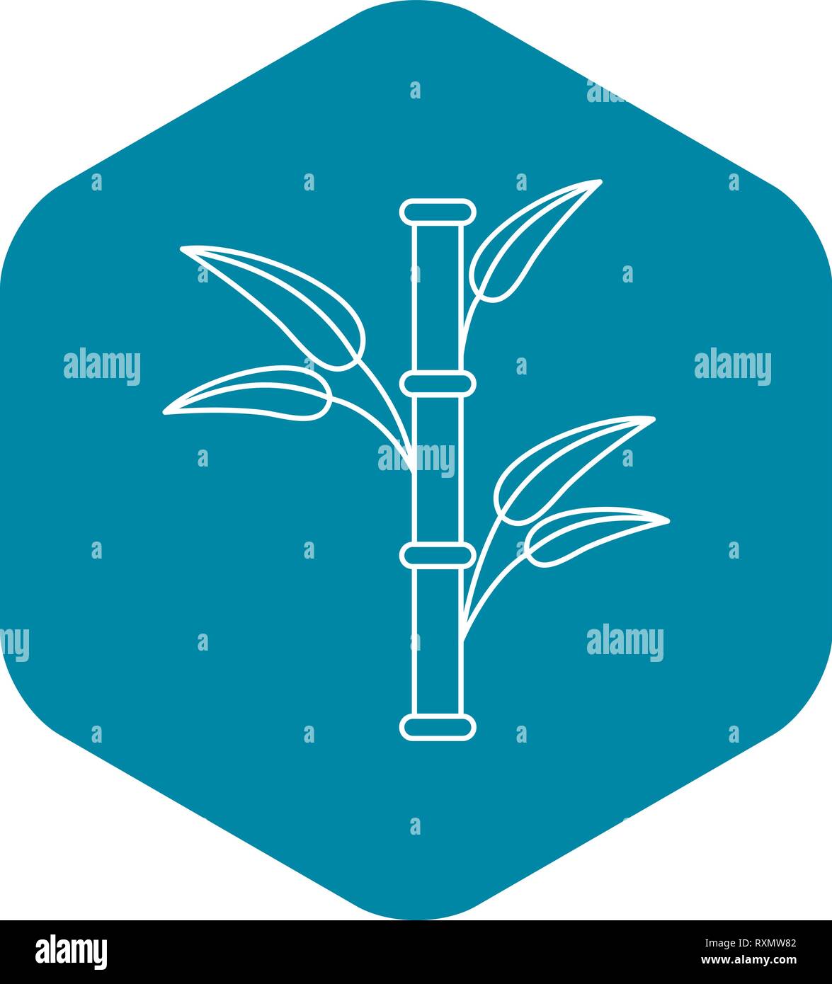 Icona di bambù, stile contorno Illustrazione Vettoriale