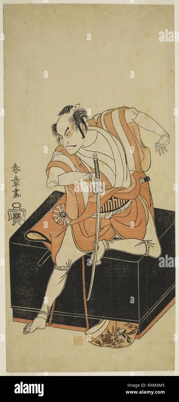 L'attore Nakamura Nakazo I come Izu Jiro non dissimulata come Kemmaku no Sabu nel gioco Edo-zakura Omokage sono eseguite presso il Teatro Nakamura nel quinto mese, 1769. Katsukawa Shunsho ?? ??; Giapponese, 1726-1792. Data: 1764-1774. Dimensioni: 31,2 x 14,7 cm (12 5/16 x 5 13/16 in.). Colore stampa woodblock; hosoban. Provenienza: Giappone. Museo: Chicago Art Institute. Foto Stock