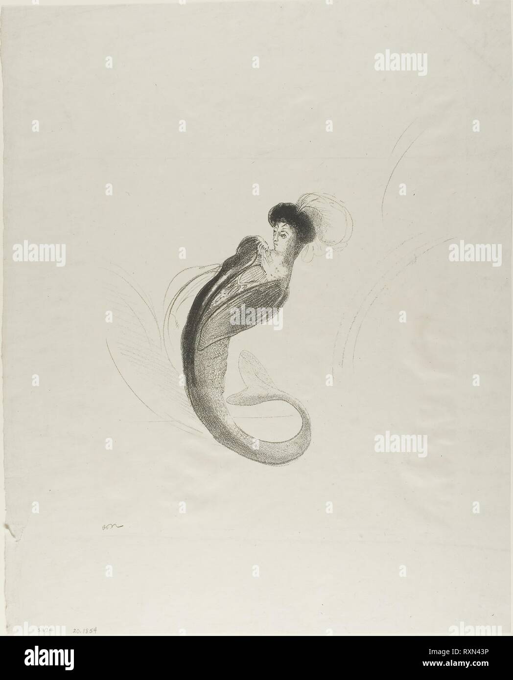 Untitled litografia di prova. Odilon Redon; francese, 1840-1916. Data: 1900. Dimensioni: 260 × 240 mm (nell'immagine); 430 × 347 mm (foglio, irregolari). Litografia in nero su grigio chiaro allentato chine. Provenienza: Francia. Museo: Chicago Art Institute. Foto Stock