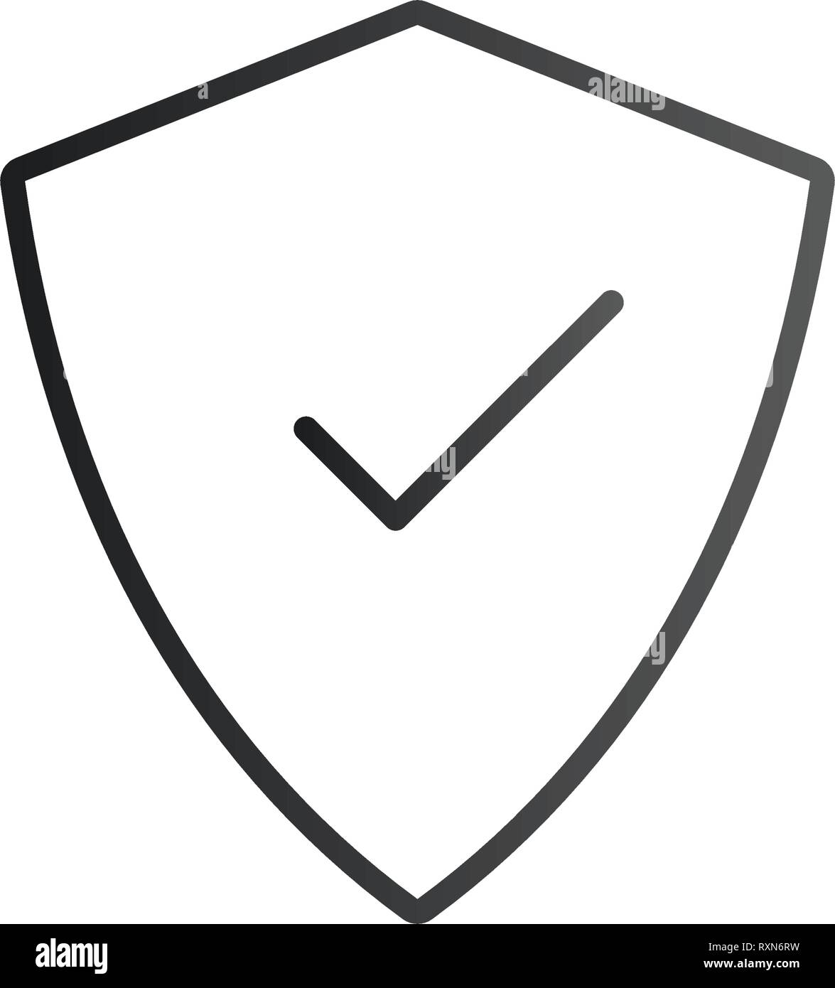 Protezione con una icona con il segno di spunta in stile appartamento. Illustrazione di vettore isolato su bianco. Illustrazione Vettoriale