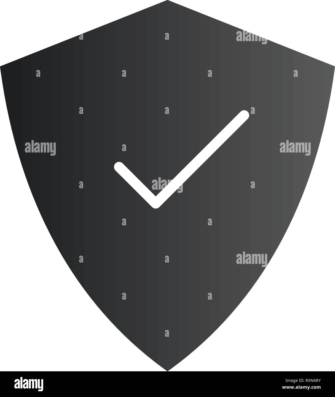 Protezione con una icona con il segno di spunta in stile appartamento. Illustrazione di vettore isolato su bianco . Illustrazione Vettoriale