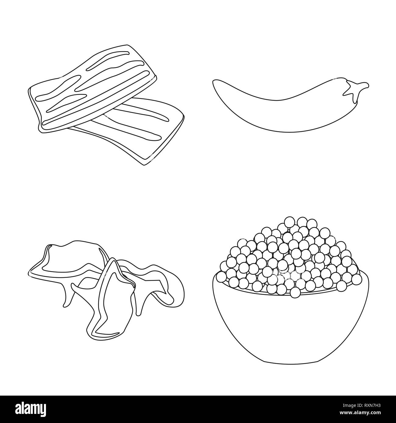 Bacon,pepe,fungo,caviale,fritto,rosso,chanterelle,cotto,hot,cucina,salmone,lardo,mangiare,prodotti commestibili, uova, carne di maiale,piccante,materie,panino,antipasti,cucina,snack,colazione,Mexican,cap,ciotola,barbecue,fuoco,seasonin,l'ingrediente,spezie,aroma,gusto,prodotto organico,,cottura,cibo,sapori,impostare,vettore,icona,immagine,isolato,raccolta,design,l'elemento,graphic,segno,contorno,linea vettori vettore , Illustrazione Vettoriale