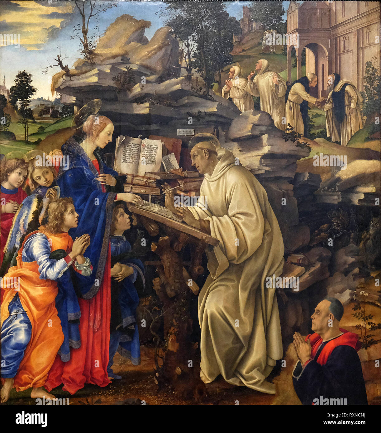 Apparizione della Vergine a San Bernardo di Chiaravalle da Filippino Lippi, Badia Fiorentina chiesa di Firenze, Italia Foto Stock