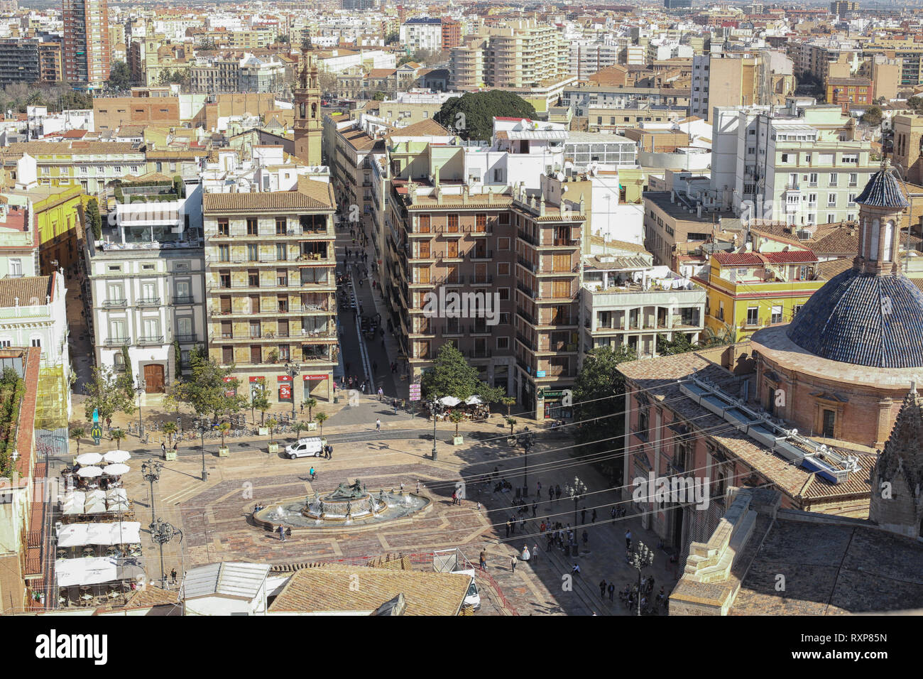 Valencia cityscape antenna vista panoramica, Spagna, Europa Foto Stock