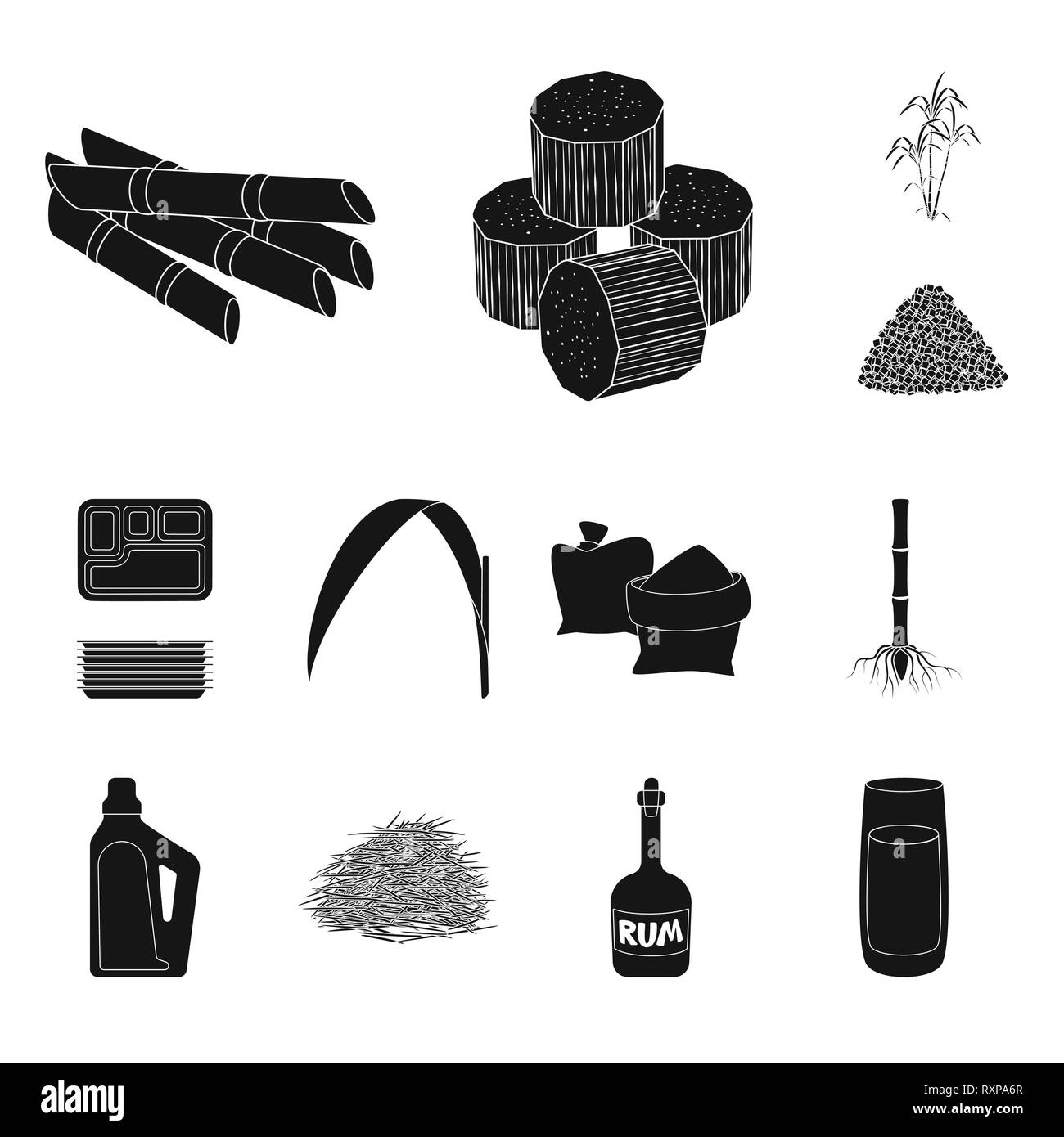 Stick,pezzo,bush,cartone,foglie,bag,root,Casa,bagasse,rum,succhi di frutta,cube,palm,granulata,contenitore,verde,sabbia,sistema,prodotti chimici,materie,bottiglia,crop,marrone,crescita,cibo,dolcezza,stelo,organic,saccarosio,technology,la canna da zucchero, di canna da zucchero,,campo,impianto,plantation,agriturismo,l'agricoltura,impostare,vettore,icona,immagine,isolato,raccolta,design,l'elemento,graphic,segno,Black,semplici vettori vettore , Illustrazione Vettoriale