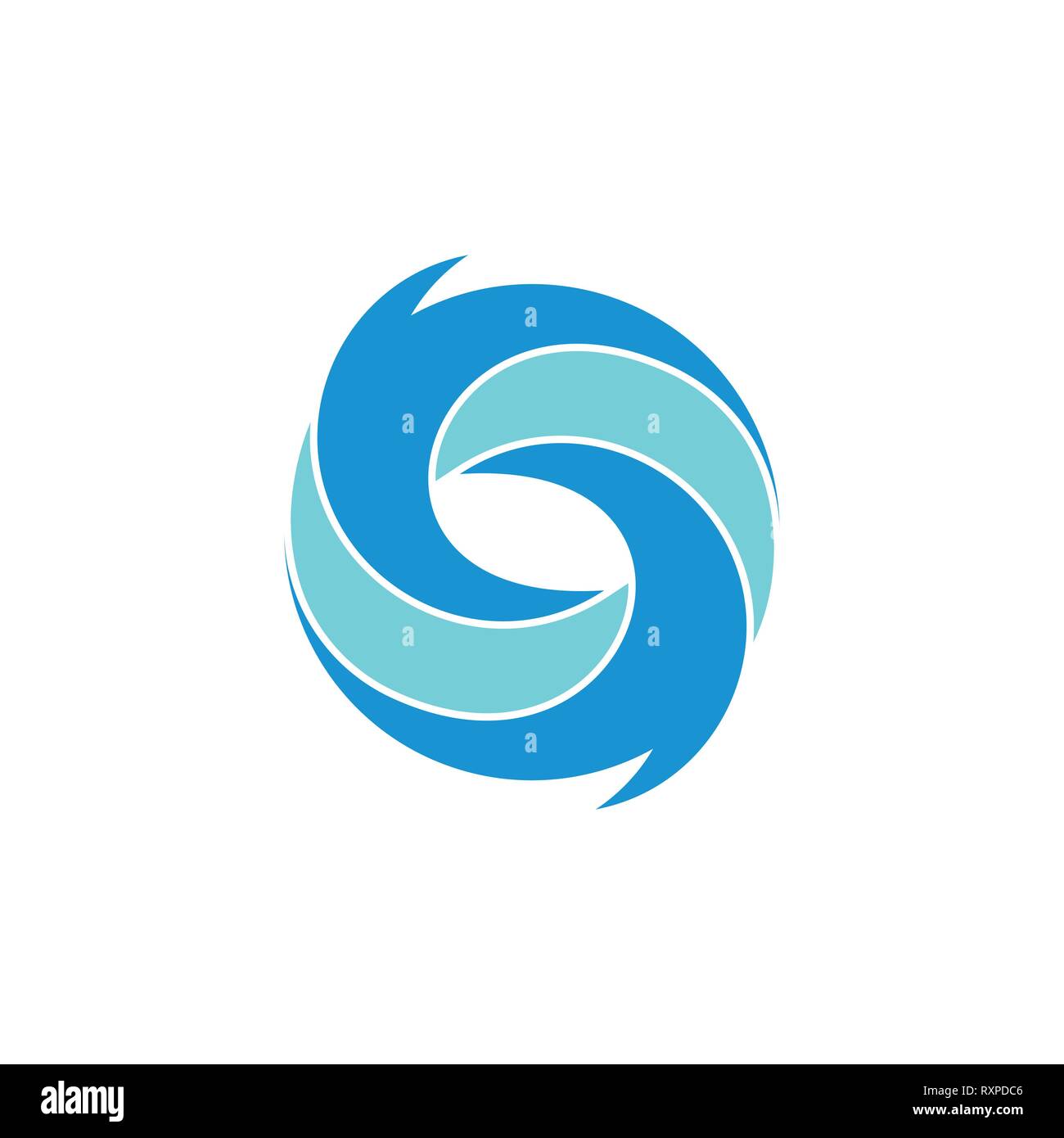 Lettera s curve cerchi onde blu rotazione semplice vettore logo Illustrazione Vettoriale