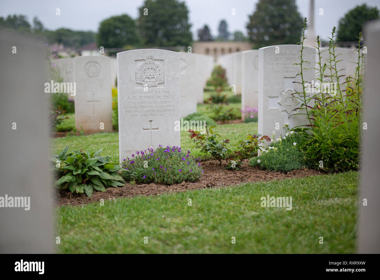 Ranville Cimitero di Guerra, Normandia, Francia Foto Stock