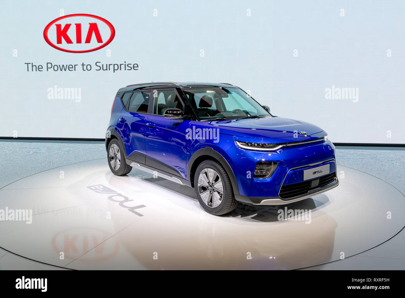 Ginevra, Svizzera - 6 Marzo 2019: elettrici Kia e-anima Auto debutto europeo all'ottantanovesimo Geneva International Motor Show. Foto Stock