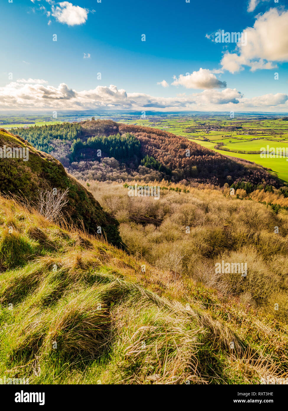 Vista dalla cima di Sutton Banca verso il cofano Hill, Hambleton Hills, North Yorkshire, Regno Unito., Hambleton Hills, North Yorkshire, Regno Unito. Foto Stock