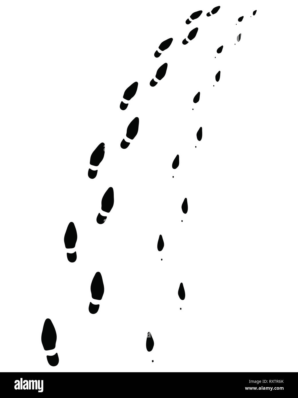 Il sentiero della donna e scarpe mans stampe, girare a sinistra o a destra Foto Stock