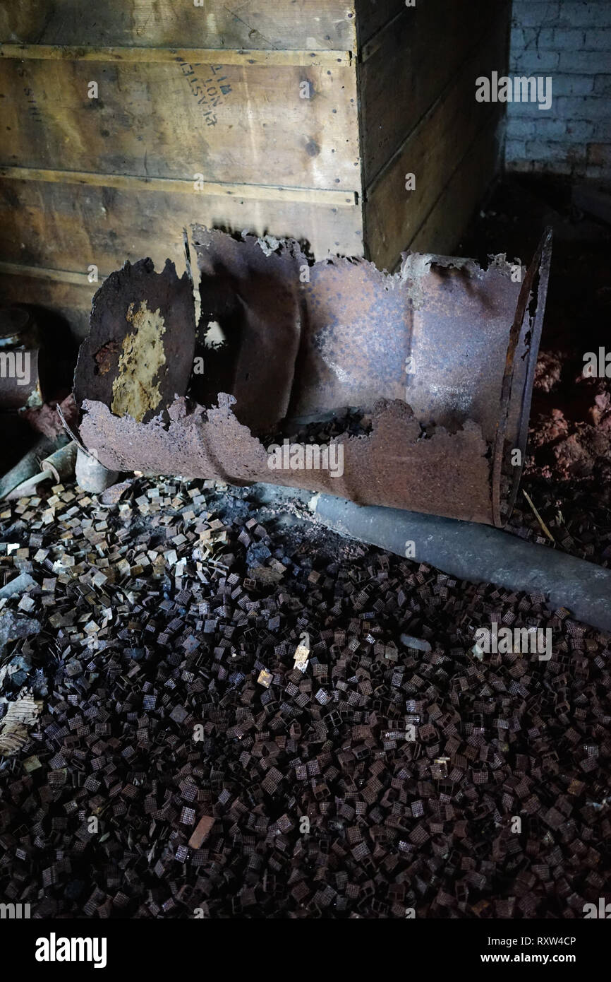 Detroit, Michigan, Stati Uniti - 18 Ottobre 2018: vista del grigio abbandonata Fabbrica del ferro a Detroit. Grigio di Detroit Fonderia di ferro è stato uno dei più Foto Stock