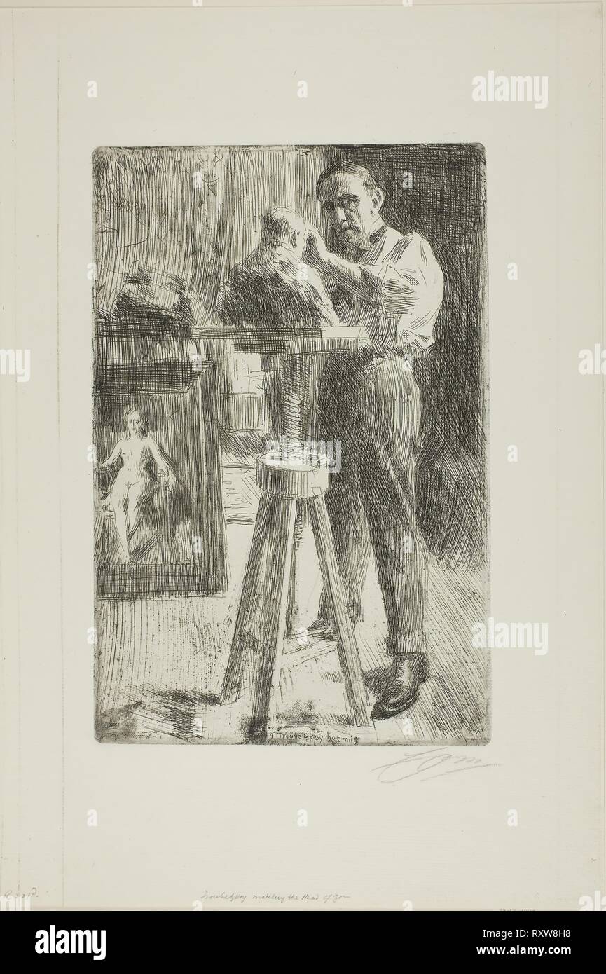 Il principe Paolo Troubetzkoy I (tutta la lunghezza). Anders Zorn; Svedese, 1860-1920. Data: 1908. Dimensioni: 299 x 199 mm (l'immagine/piastra); 440 x 329 mm (foglio - piegati). Incisione su avorio di cui la carta. Origine: Svezia. Museo: Chicago Art Institute. Foto Stock