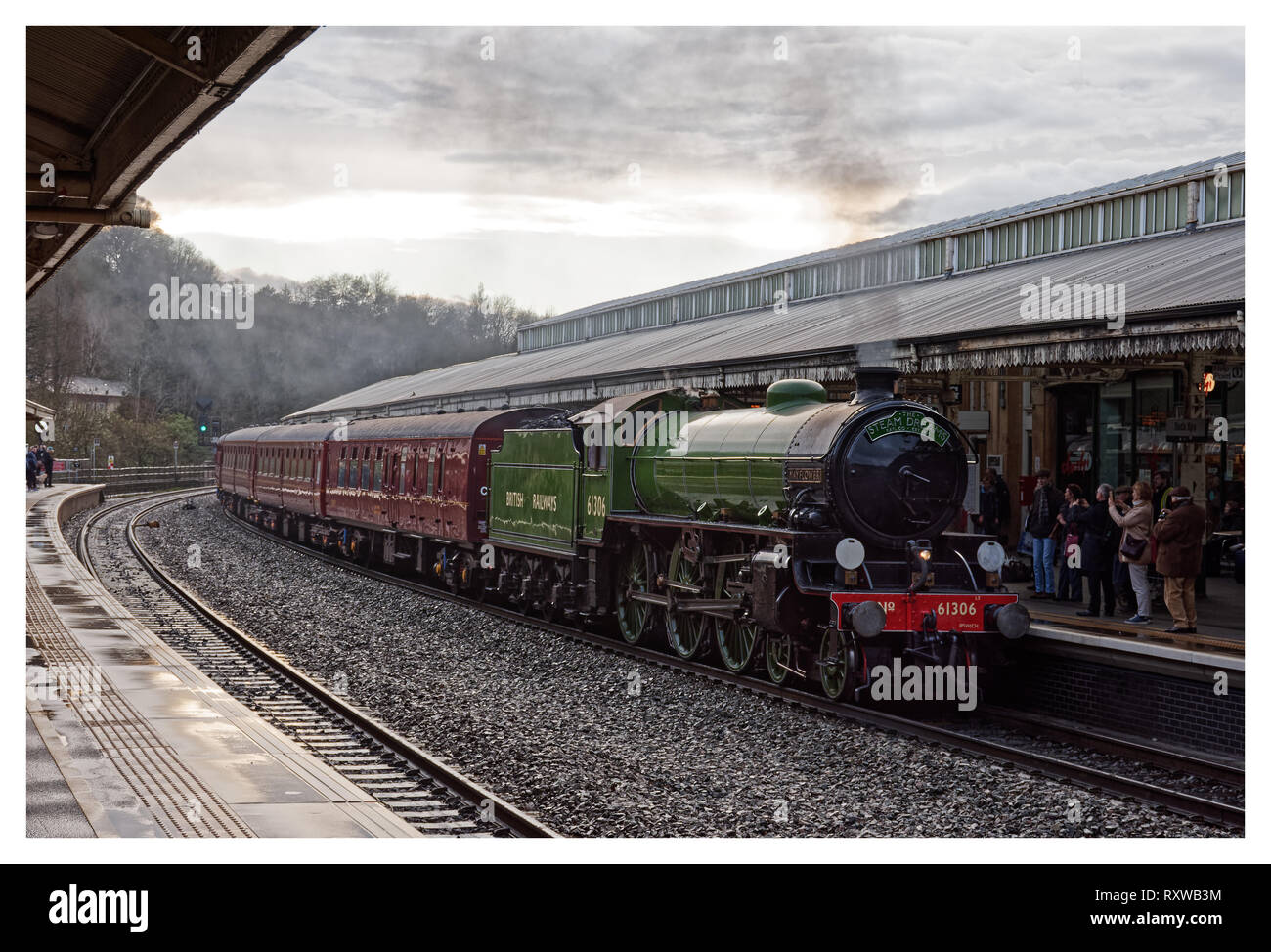 La locomotiva a vapore Immacolata 61306 Mayflower sulle cattedrali express il 2019 marzo Foto Stock