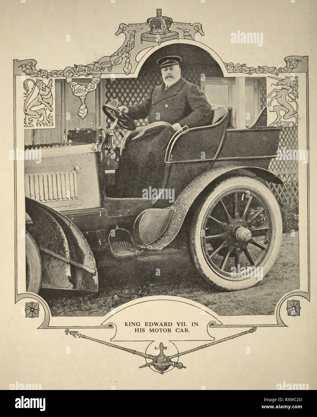 Il re Edoardo VII in suo automobile Foto Stock