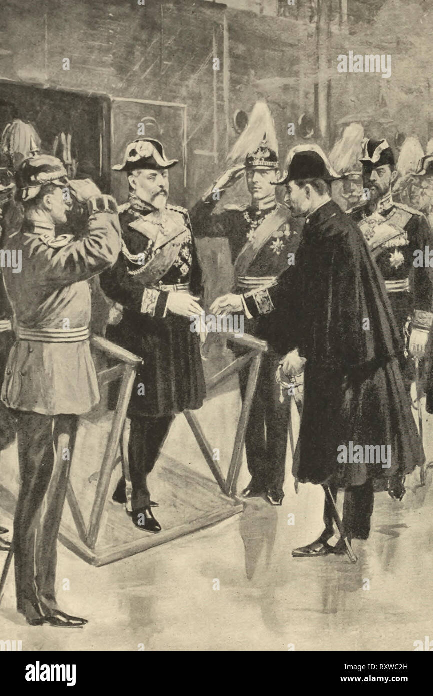 Il re Edoardo VII e l'imperatore tedesco riunisce a Kiel Foto Stock