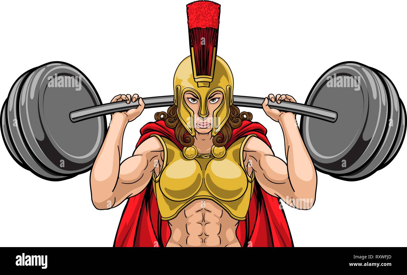 Donna Spartan Trojan mascotte sportive Illustrazione Vettoriale