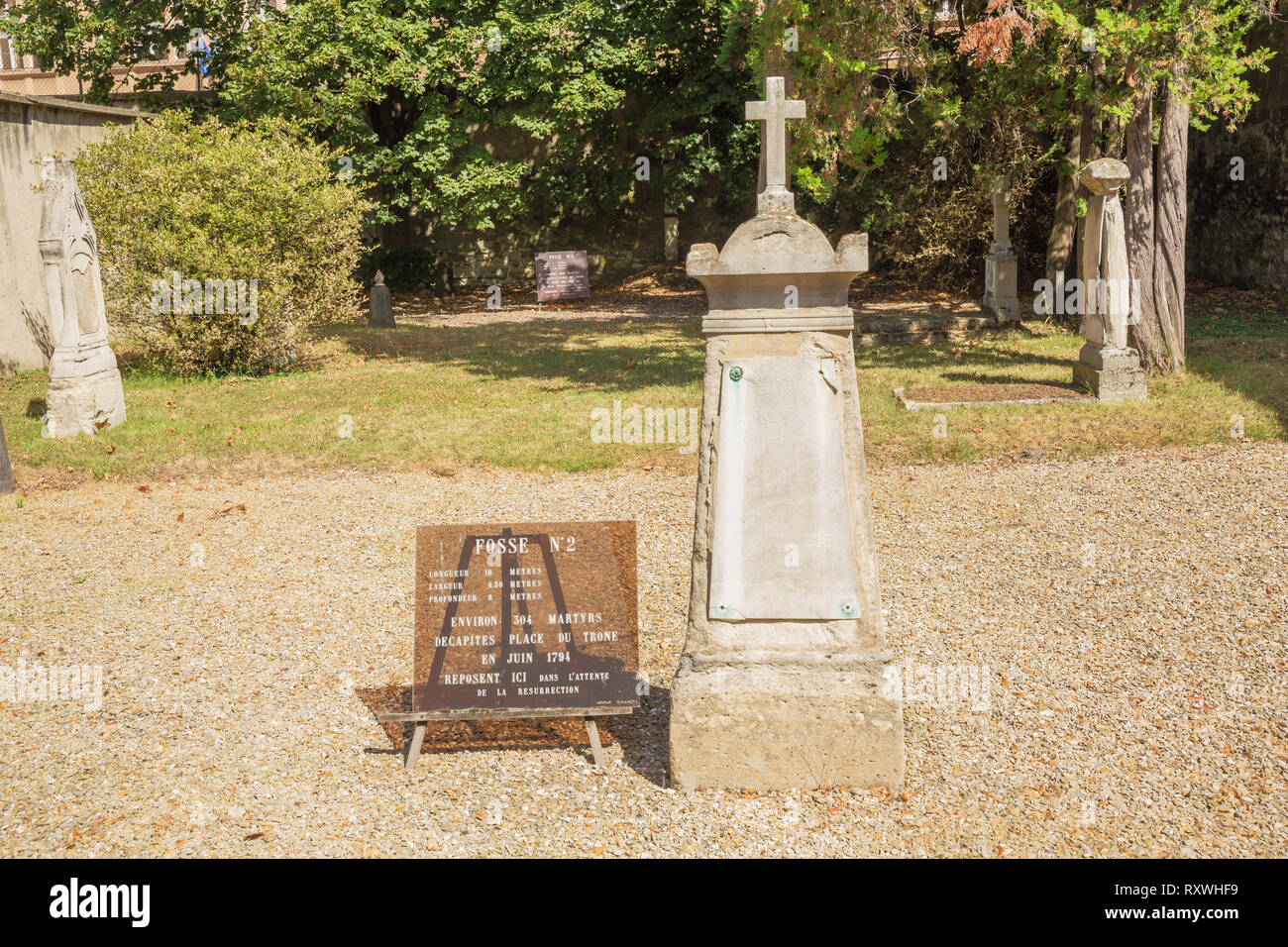 Editoriale: Parigi, ILE DE FRANCE, Francia, 04 agosto 2018 - Tomba di massa dei cittadini decapitato durante la Rivoluzione francese presso il cimitero di Picpus in P Foto Stock