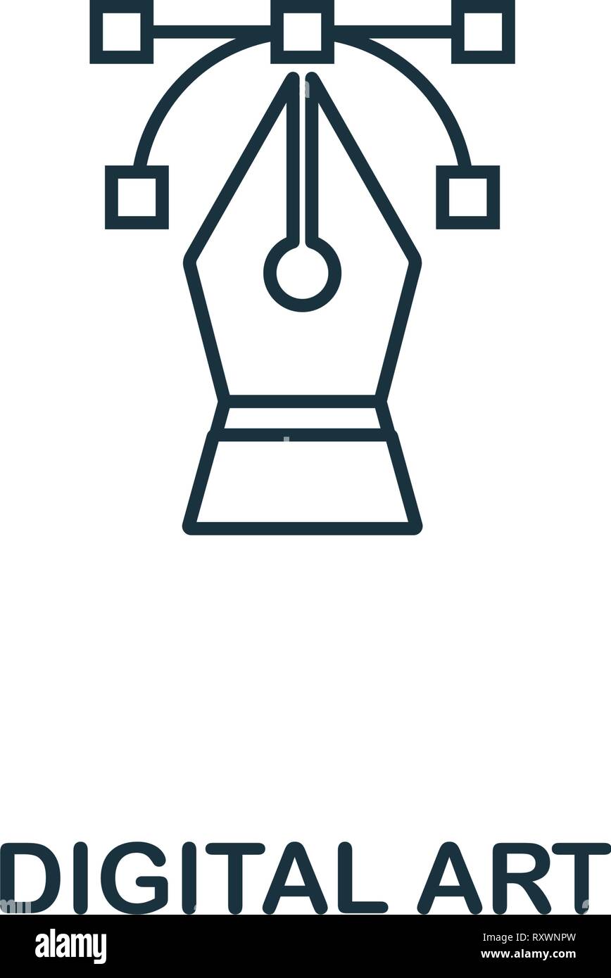 Arte digitale e la relativa icona. Profilo sottile design di stile dal design e ui ux raccolta di icone. Creative Digital Art icona per web design, applicazioni software, stampare Illustrazione Vettoriale