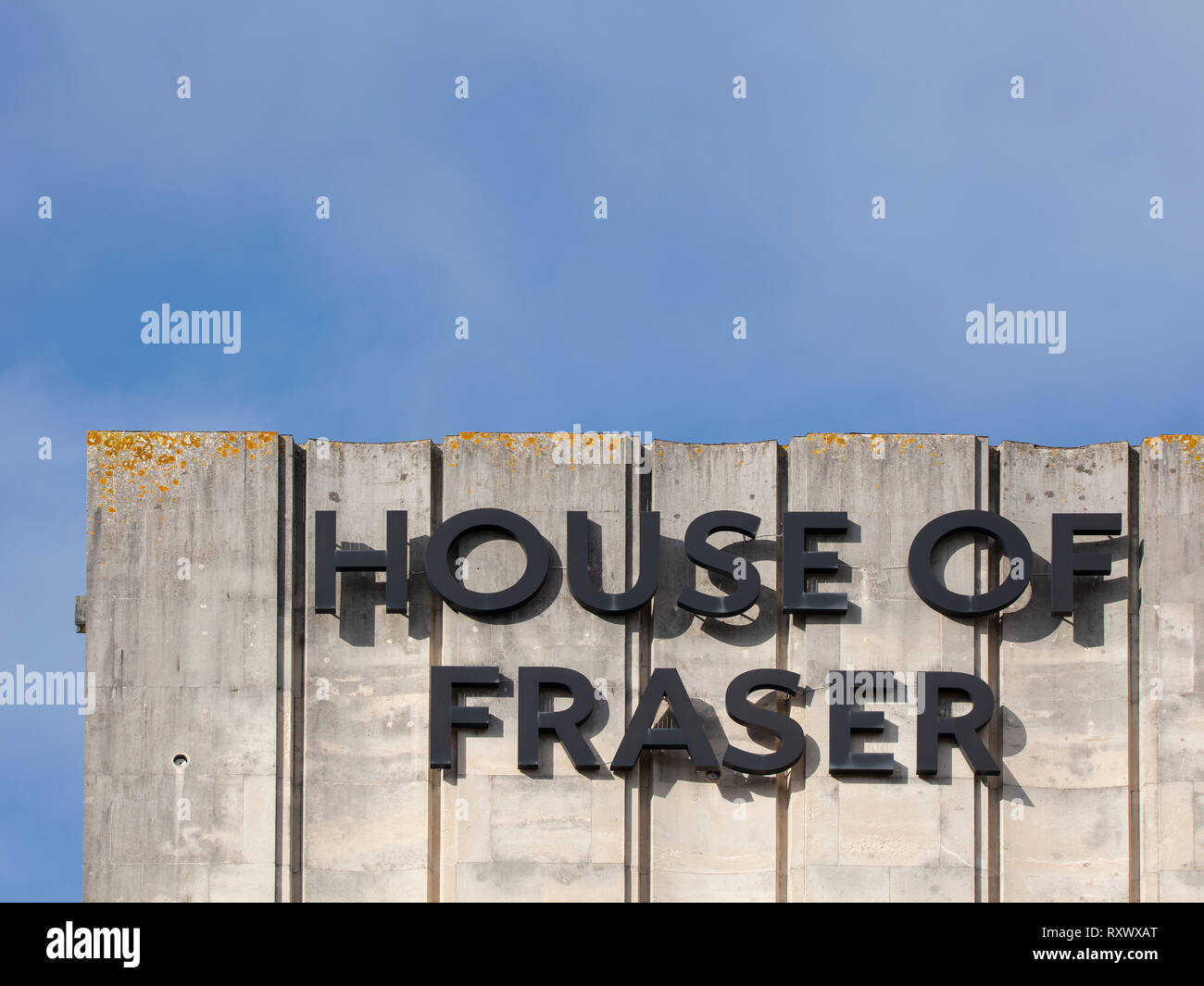 House of Fraser sign in Plymouth,Devon, Regno Unito Foto Stock
