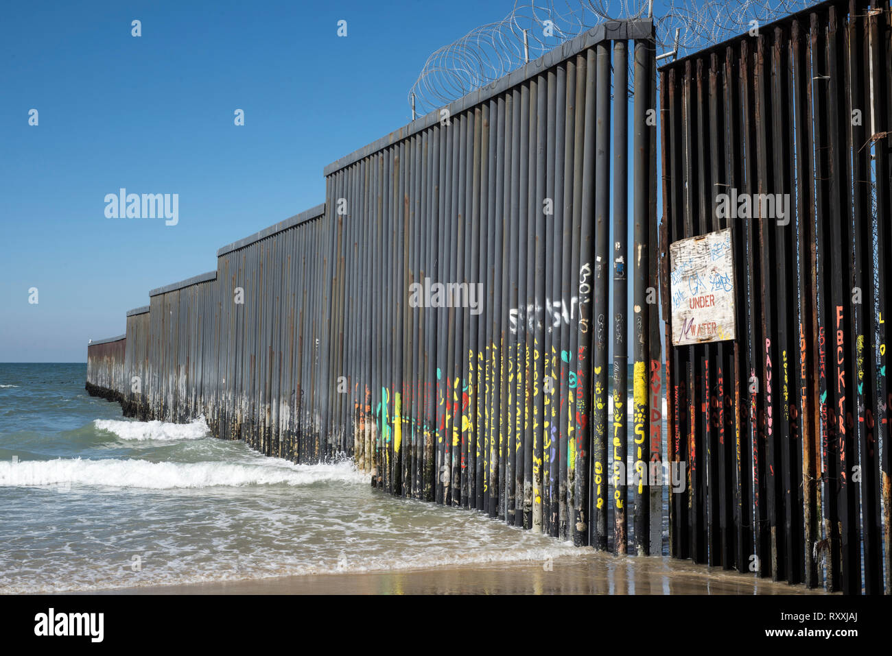 L'ultimo tratto di confine Messico - USA a Tijuana Foto Stock