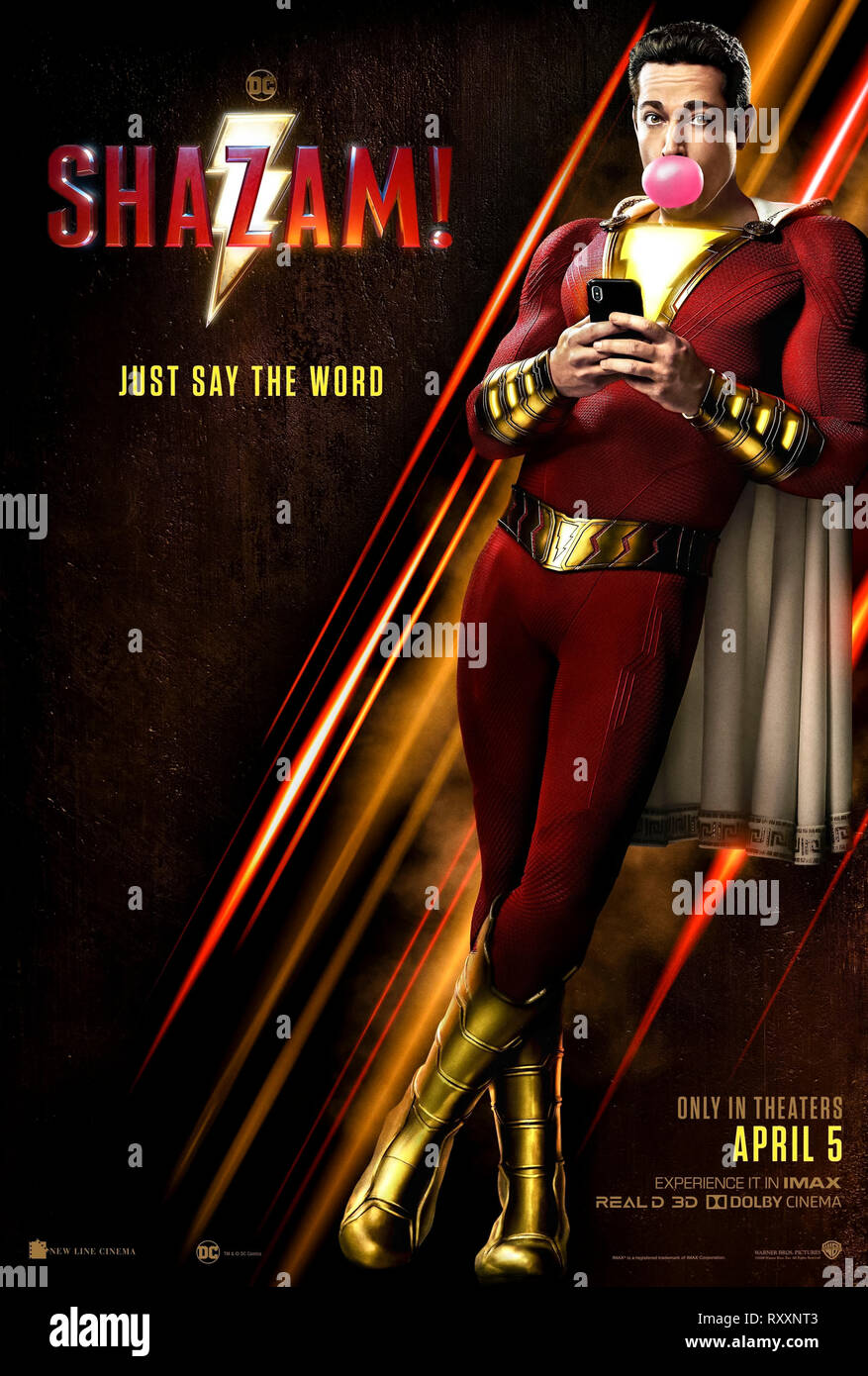 Shazam! (2019) diretto da David F. Sandberg e interpretato da Zachary Levi, Djimon Hounsou e Mark Strong. Foto Stock