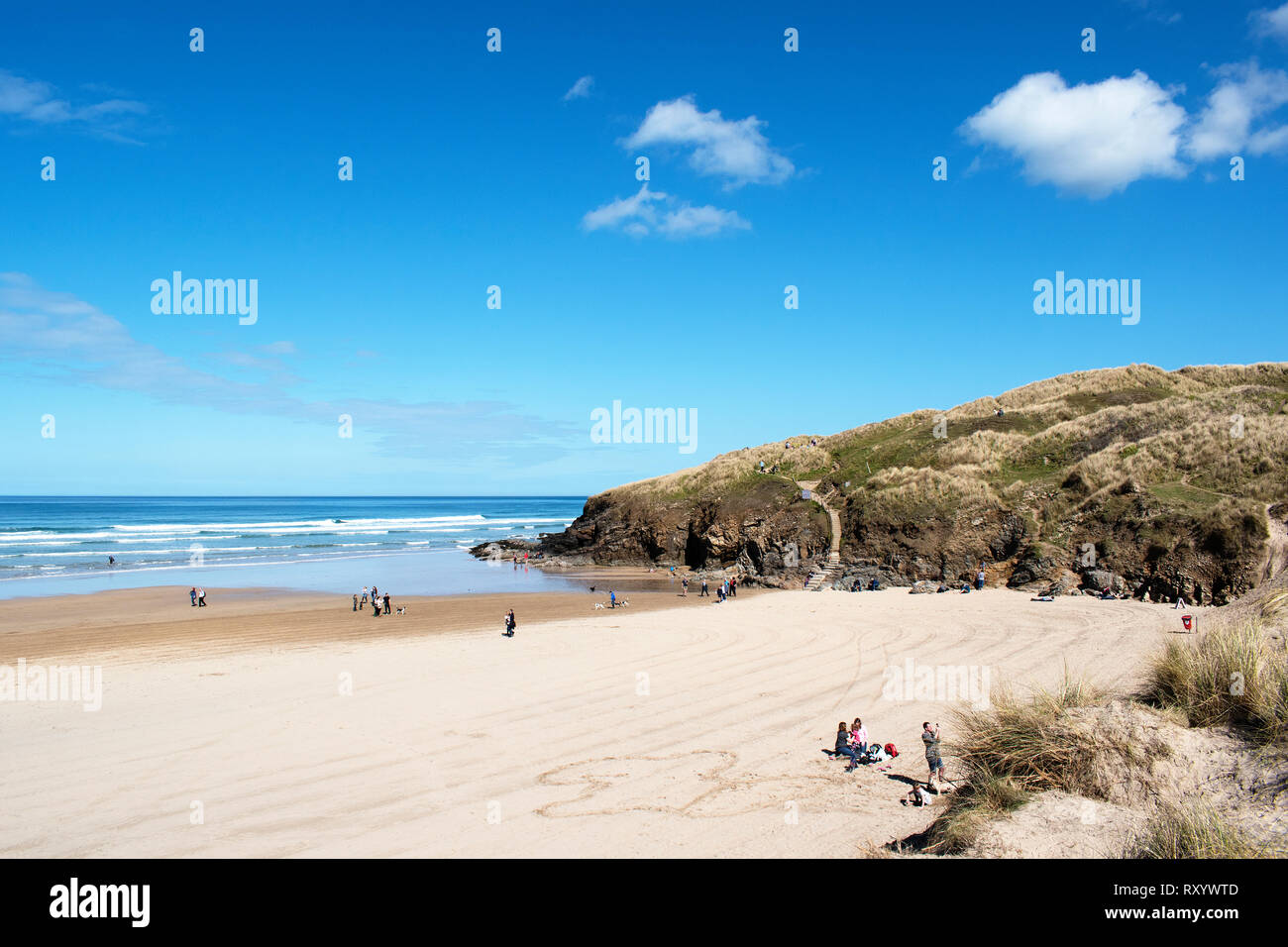 Spiaggia sabbiosa perranporth Cornwall Inghilterra Regno Unito Foto Stock