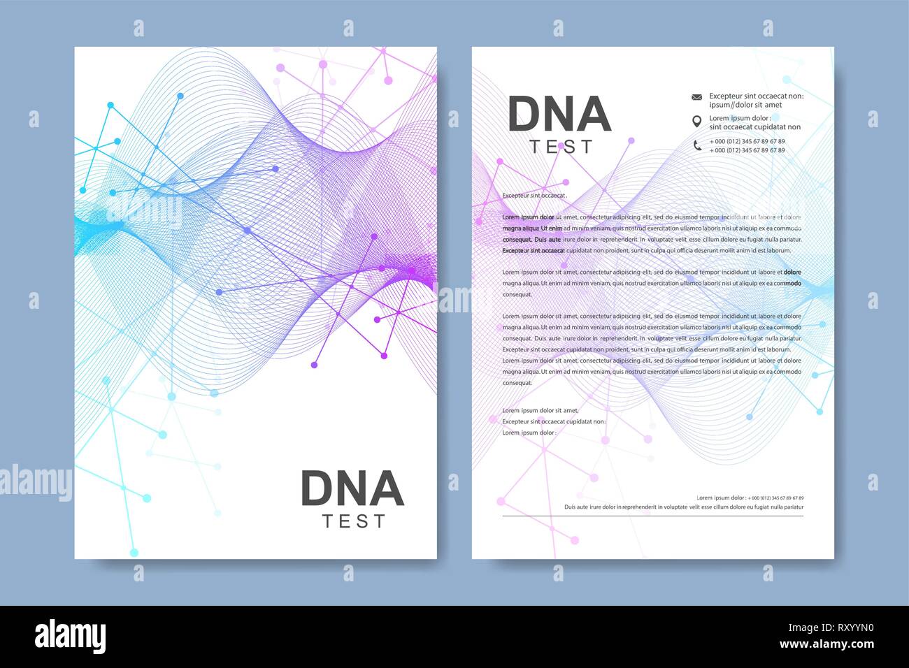 Vettore scientifica dei modelli per brochure, coperchio, banner, flyer, relazione annuale, il foglio illustrativo. Composizione astratta con struttura di molecola, punti, linee Illustrazione Vettoriale
