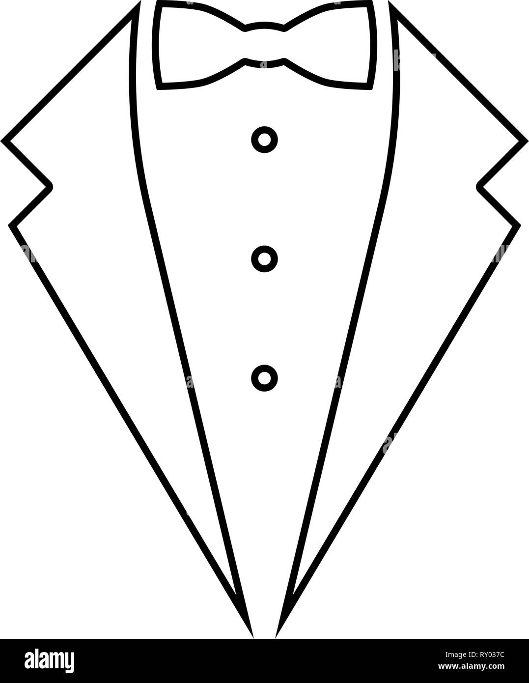 Il servizio del simbolo la cena camicia smoking di prua concetto Tux segno Butler gentleman idea cameriere vestito nero icona profilo colore illustrazione vettoriale stile piatto sim Illustrazione Vettoriale
