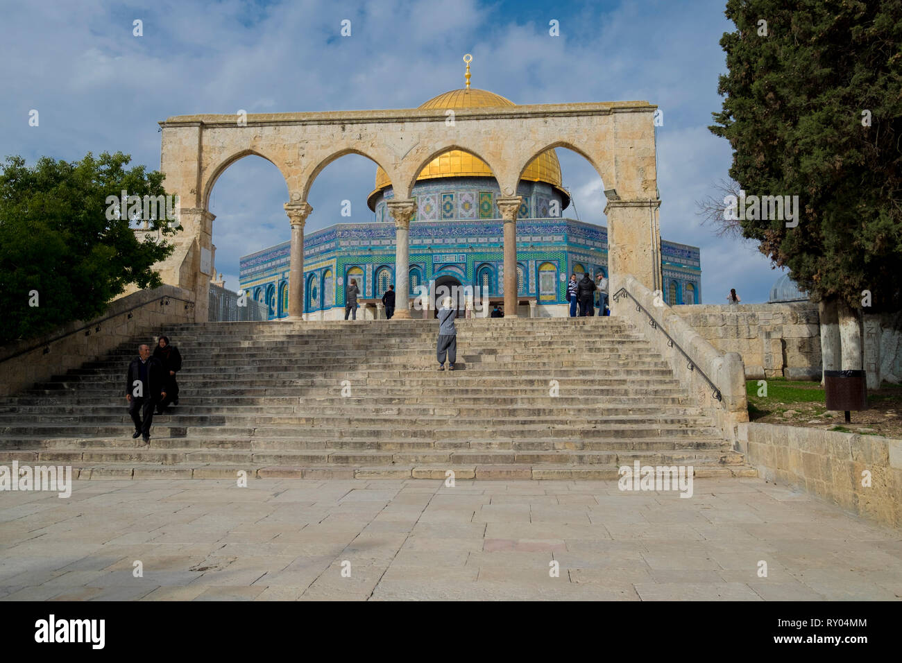 La Cupola della Roccia santuario islamico sul Monte del Tempio a Gerusalemme, Israele. Foto Stock