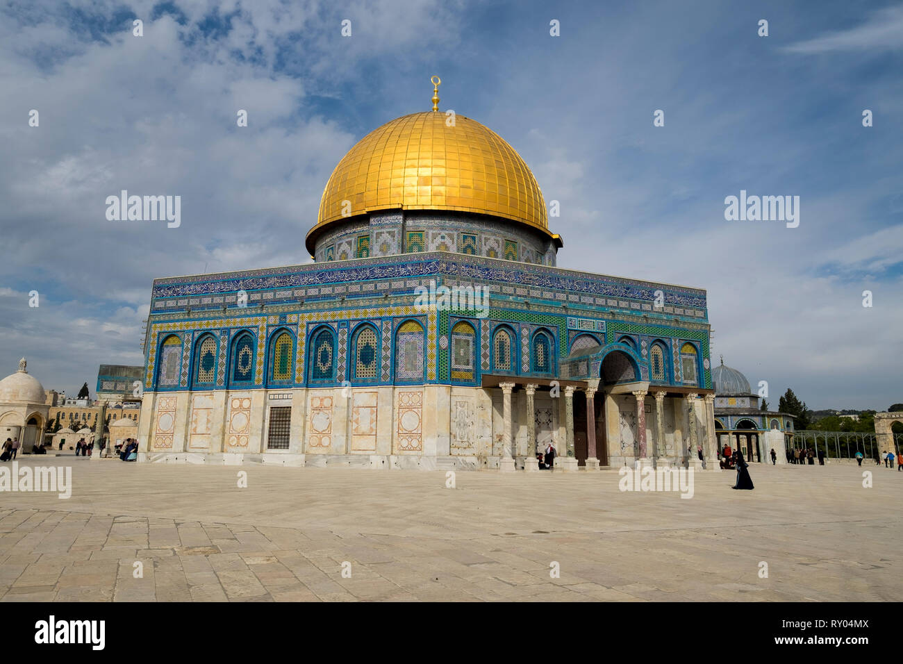 La Cupola della Roccia santuario islamico sul Monte del Tempio a Gerusalemme, Israele. Foto Stock