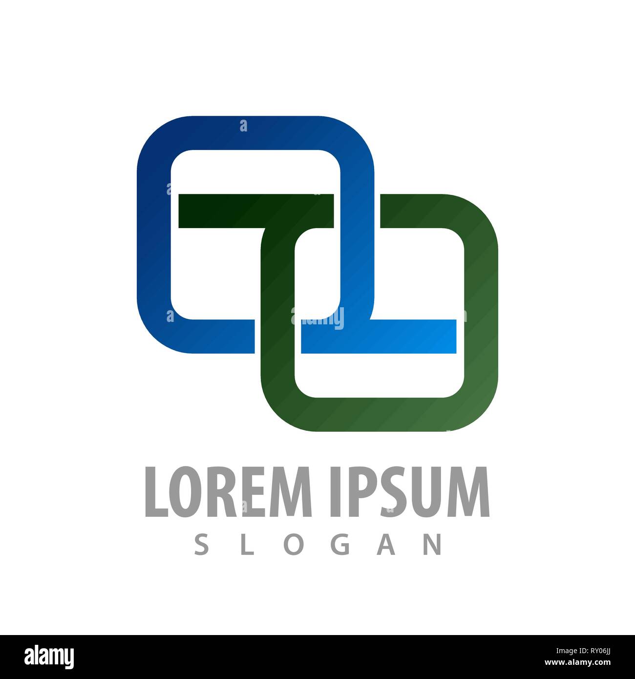 Quadrato arrotondato logo connect concept design. Simbolo grafico elemento di modello Illustrazione Vettoriale