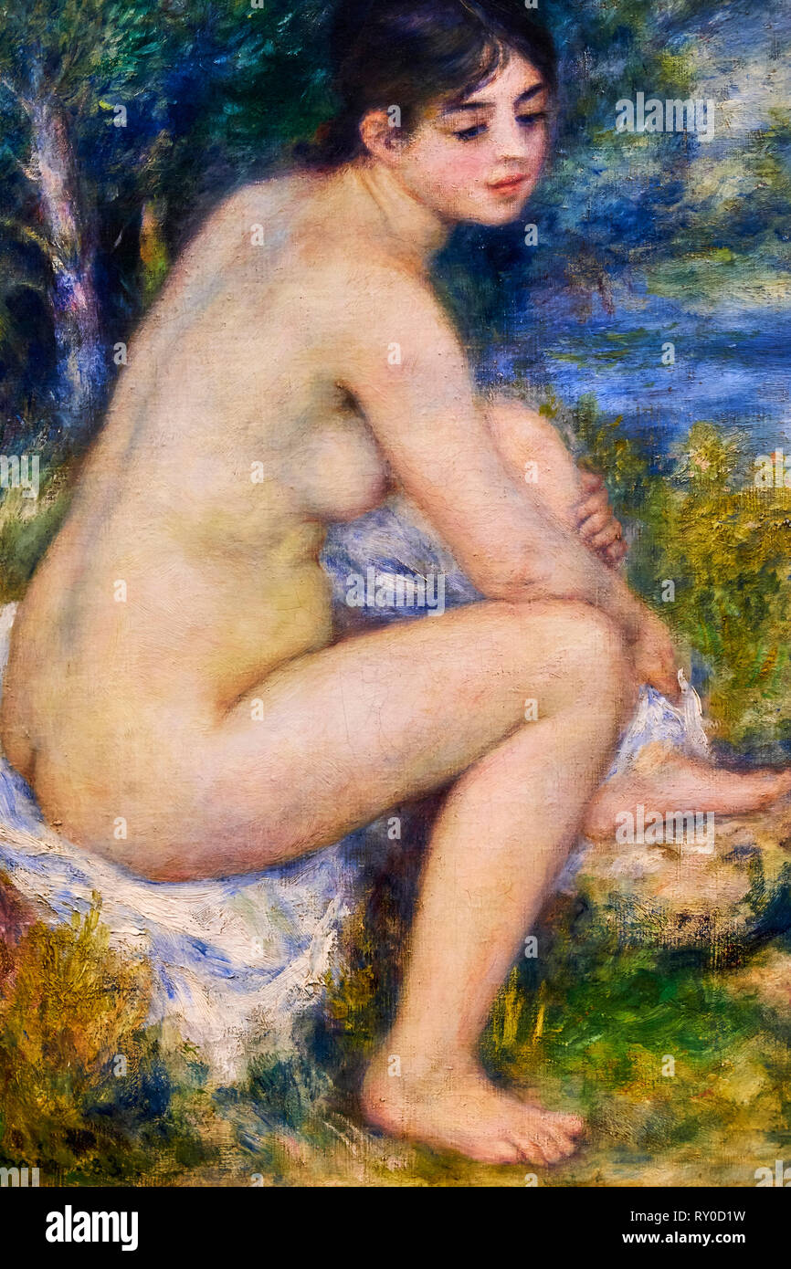 Francia, Parigi, les Tuileries, museo di Orangerie, Pierre-August Renoir pittura, Femme nue dans un paysage, 1883 Foto Stock