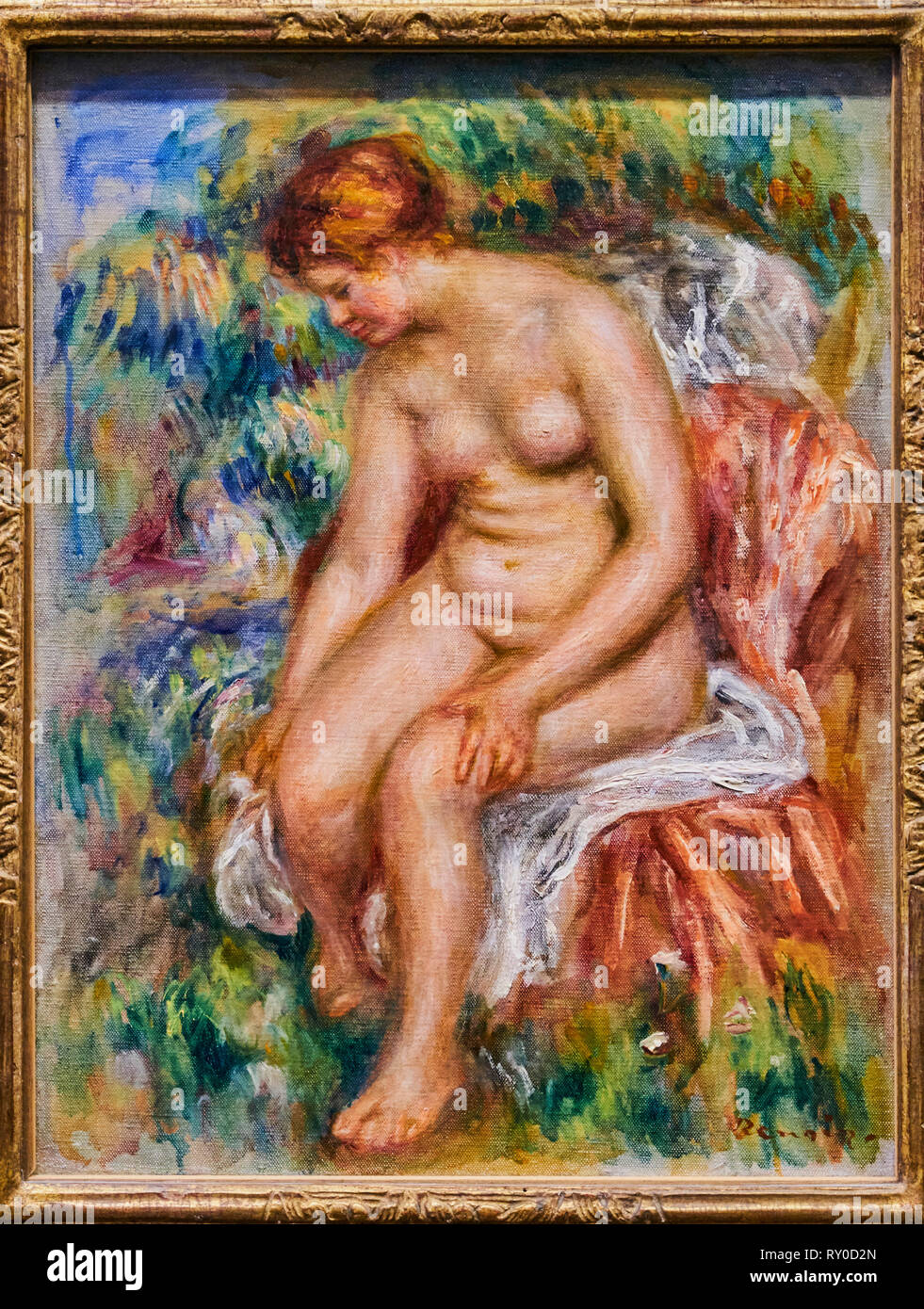 Francia, Parigi, les Tuileries, museo di Orangerie, Baigneuse assise s'essuyant une jambe di Pierre-Auguste Renoir vers 1914 Foto Stock