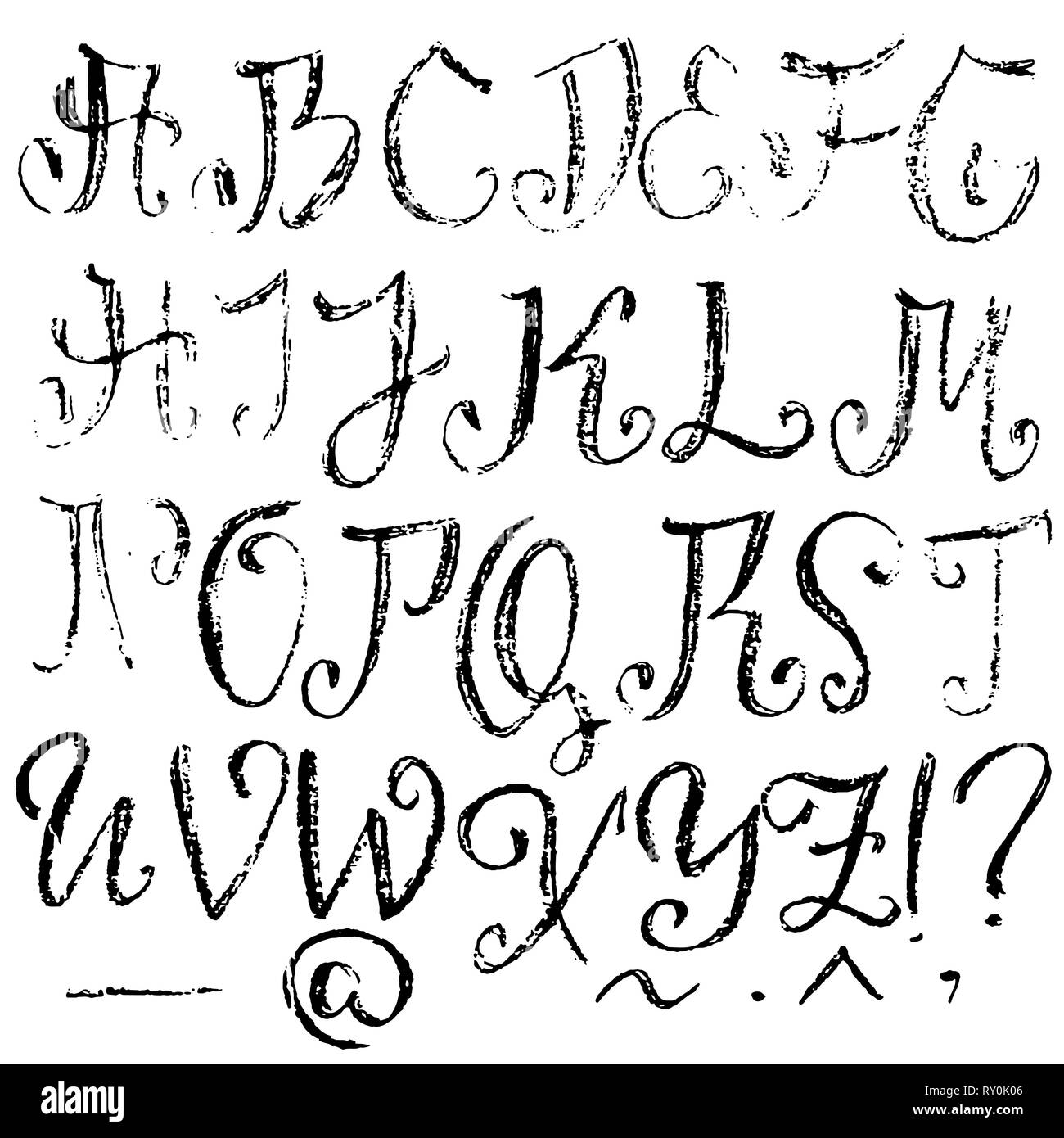 Vettore font retrò. Capitale lettere grunge. Chalk textured alfabeto. Illustrazione Vettoriale