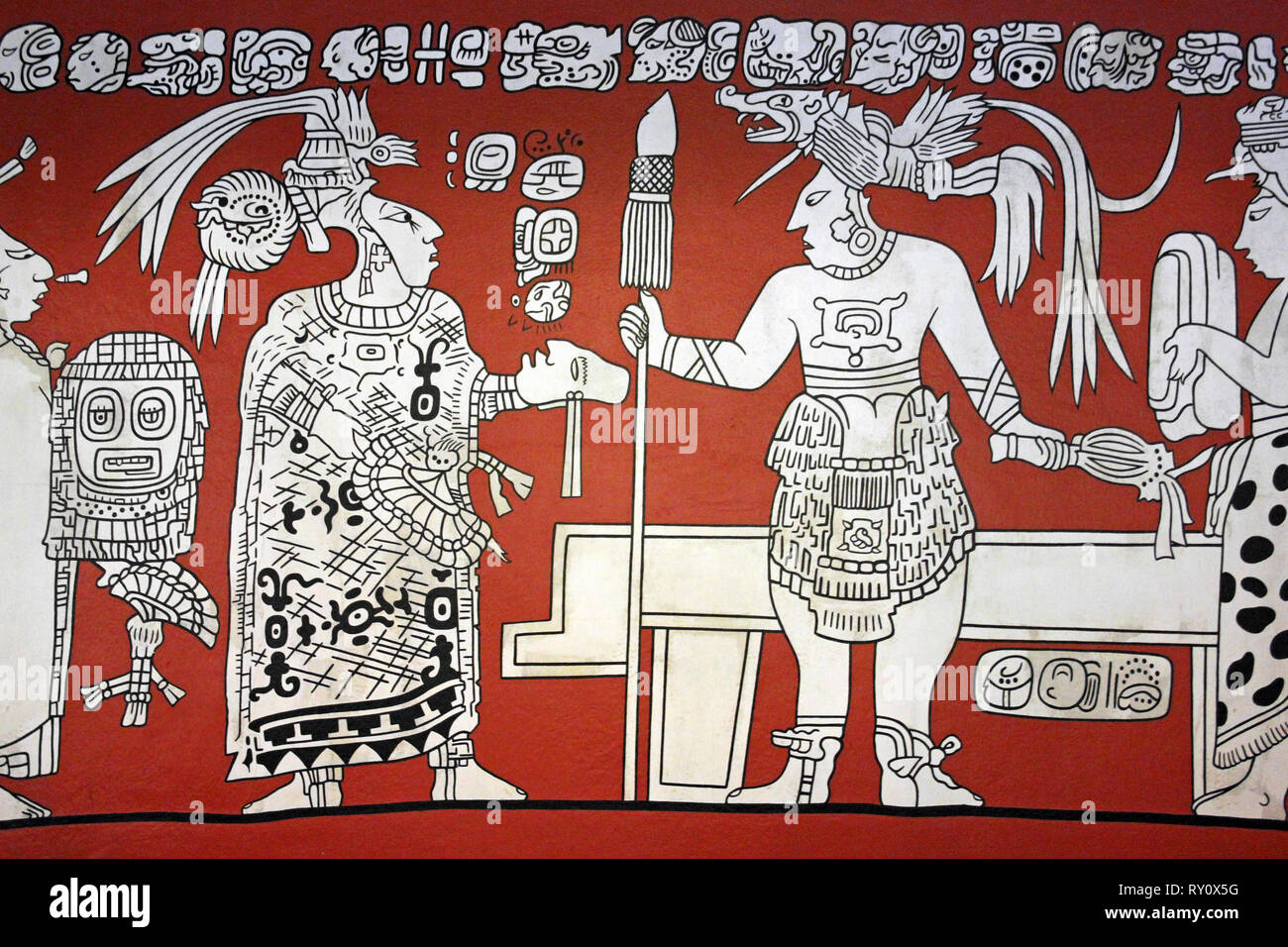 Maya moderno dipinto raffigurante il sacrificio umano Foto Stock