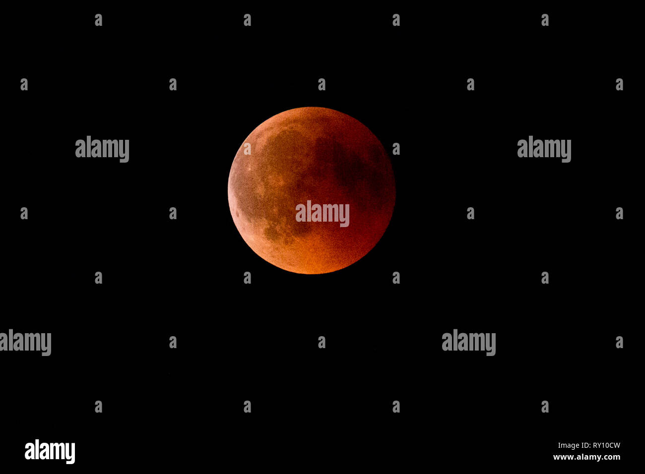 Luna di sangue, Lunar Eclipse, cielo notturno Foto Stock