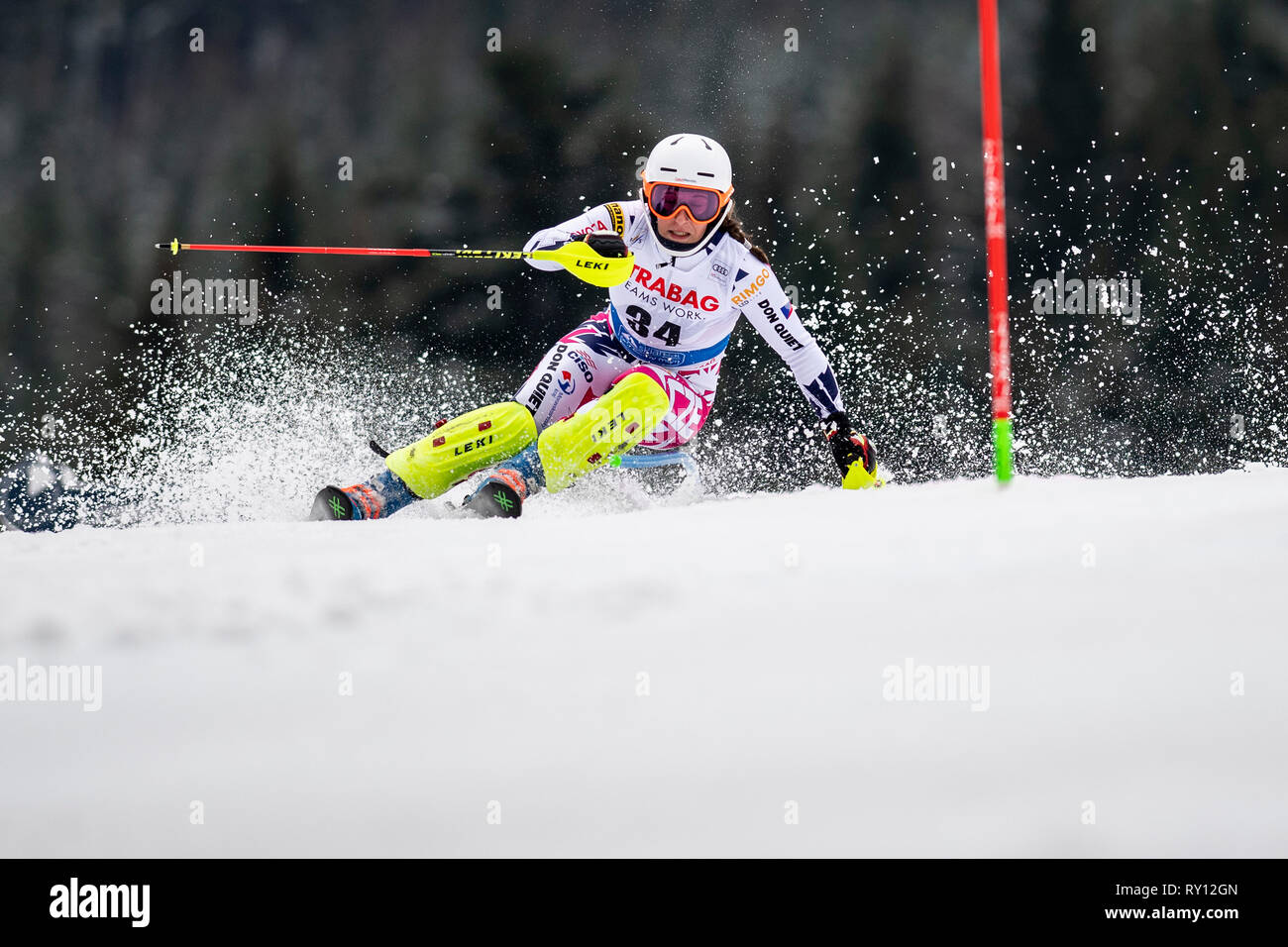 Repubblica ceca Gabriela Capova compete in Coppa del Mondo di Sci Alpino (evento di slalom speciale femminile) in Spindleruv Mlyn, Repubblica Ceca, 9 marzo 2019. (CTK foto/David Tanecek) Foto Stock