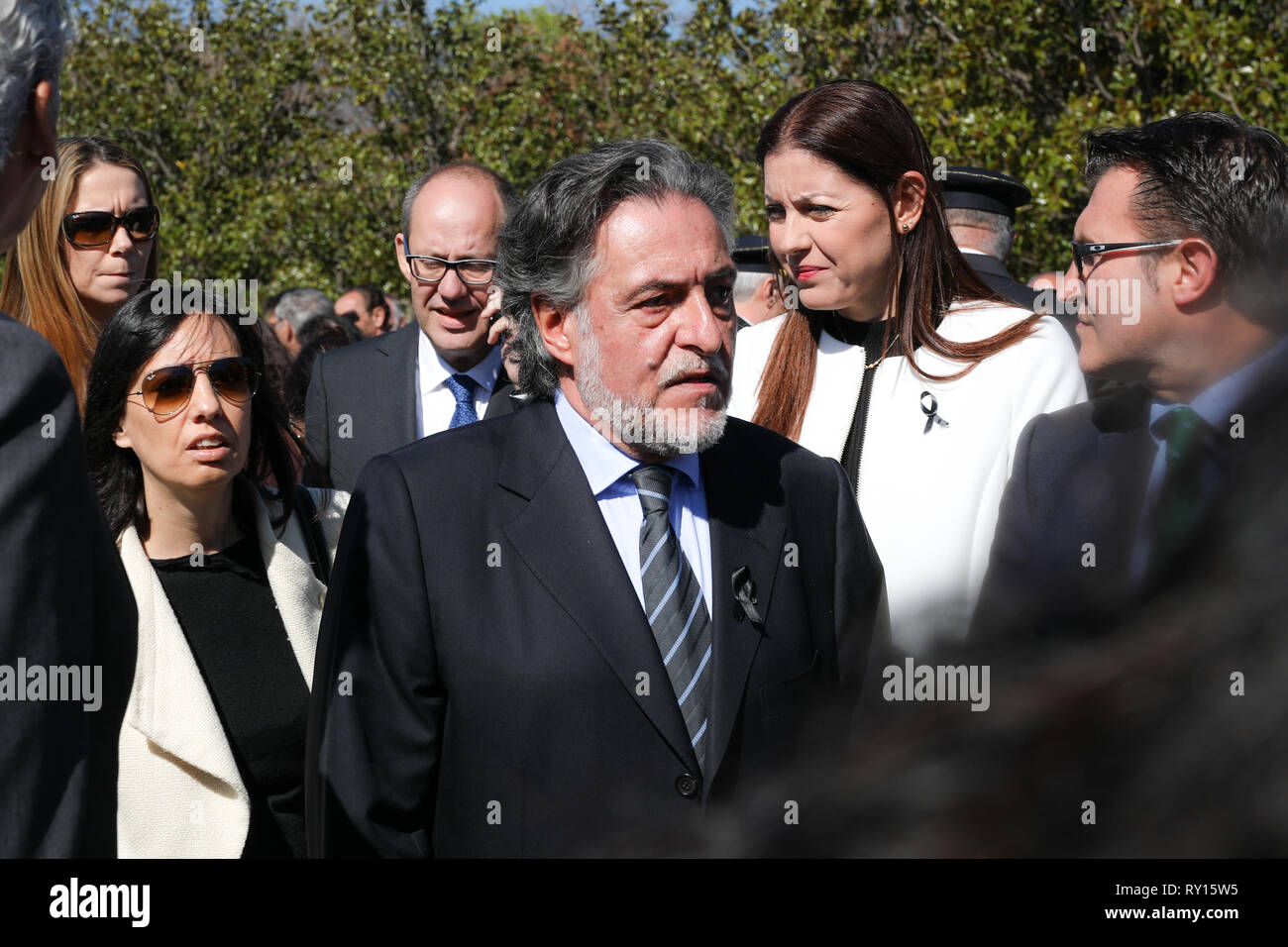 Madrid, Spagna. 11 mar 2019. Pepu Hernandez visto che frequentano il caso della Associazione delle vittime del terrorismo (AVT) in El Retiro Park in memoria delle vittime degli attentati del marzo 11, 2004. Credito: Jesús Hellin/Alamy Live News Foto Stock