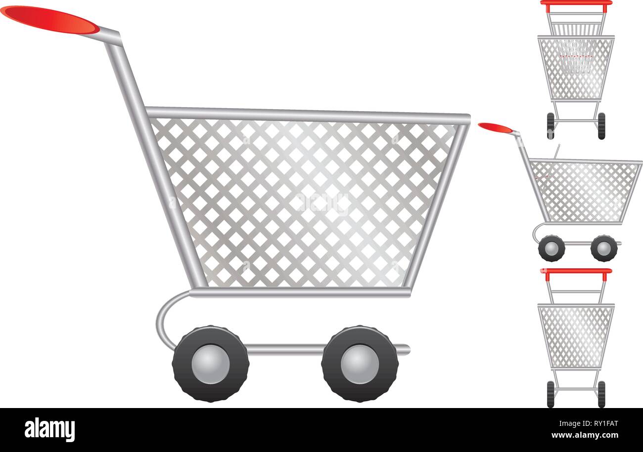 Set di carrello per online shop, icona per l'e-commerce, illustrazione vettoriale Illustrazione Vettoriale