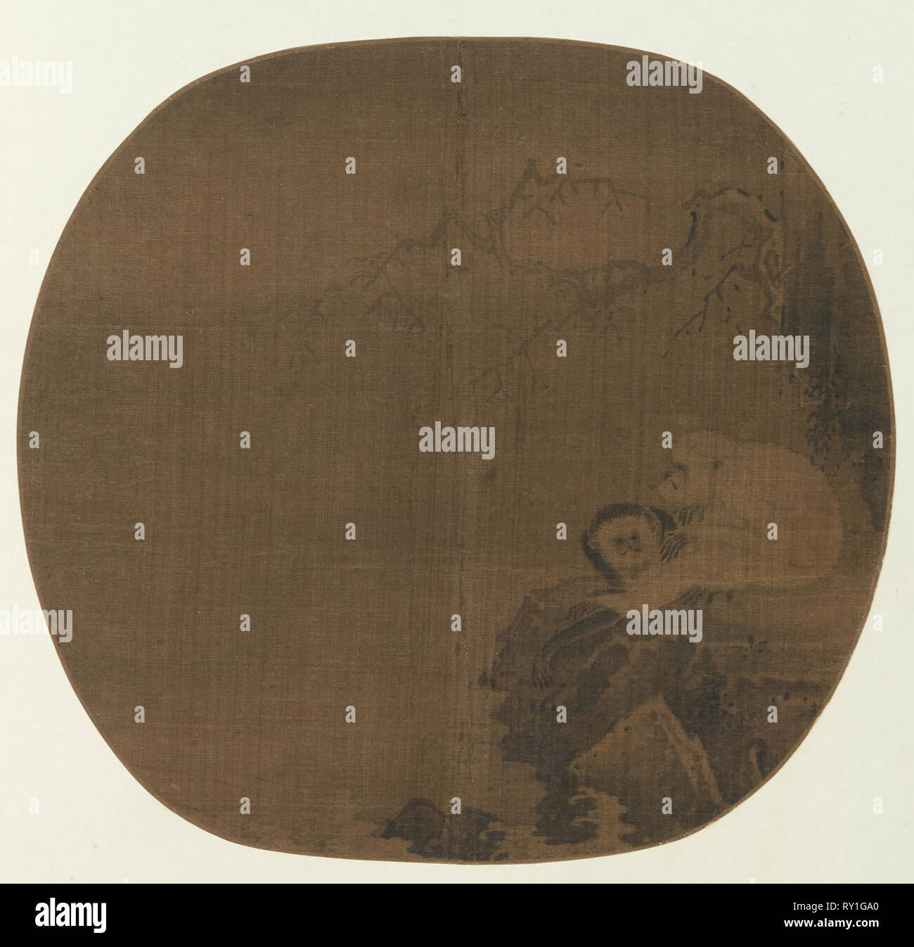 Monkey, del XIII secolo. Cina, dinastia Yuan (1271-1368). Album Leaf, inchiostro su carta; diametro: 22,9 cm (9 in Foto Stock