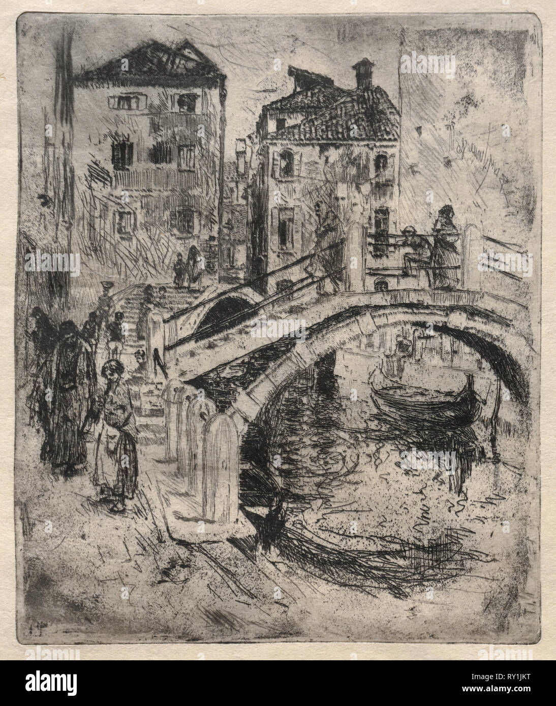 Canale veneziano e ponti, 1886. Robert Frederick Blum (American, 1857-1903). Attacco Foto Stock