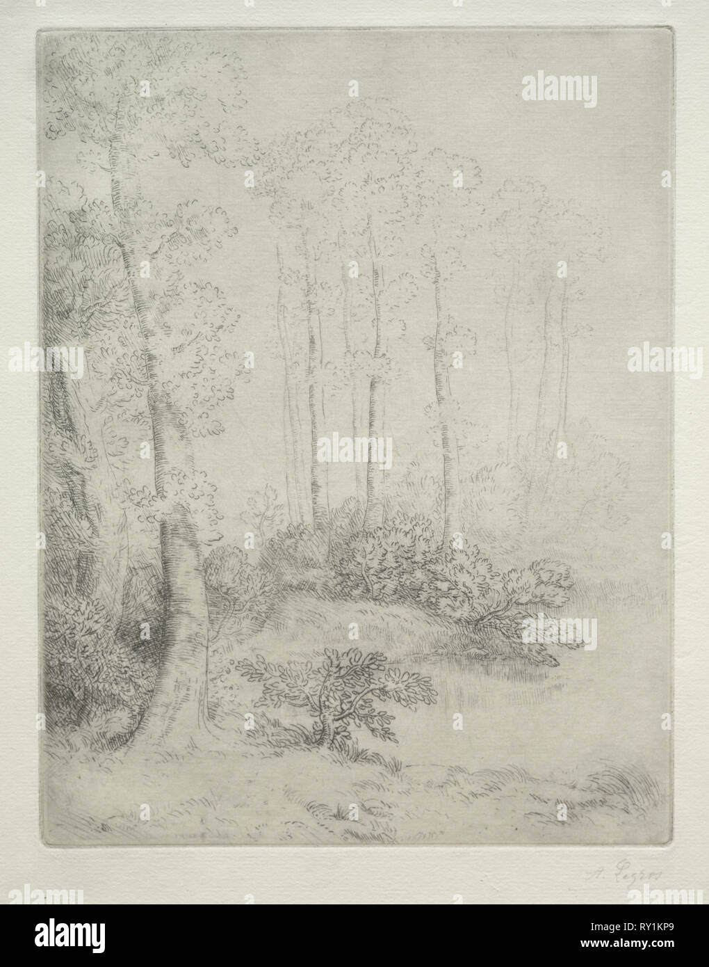 Bordo dell'acqua (au Bord de L'Eau). Alphonse Legros (Francese, 1837-1911). Attacco Foto Stock
