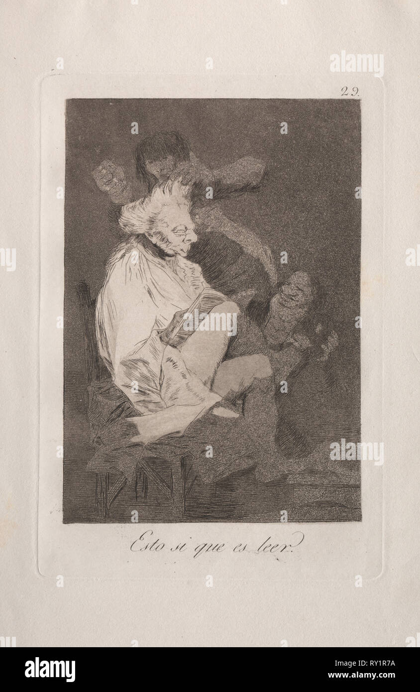 Caprichos: che certamente è di essere in grado di leggere. Francisco de Goya (Spagnolo, 1746-1828). Incisione e la puntasecca Foto Stock