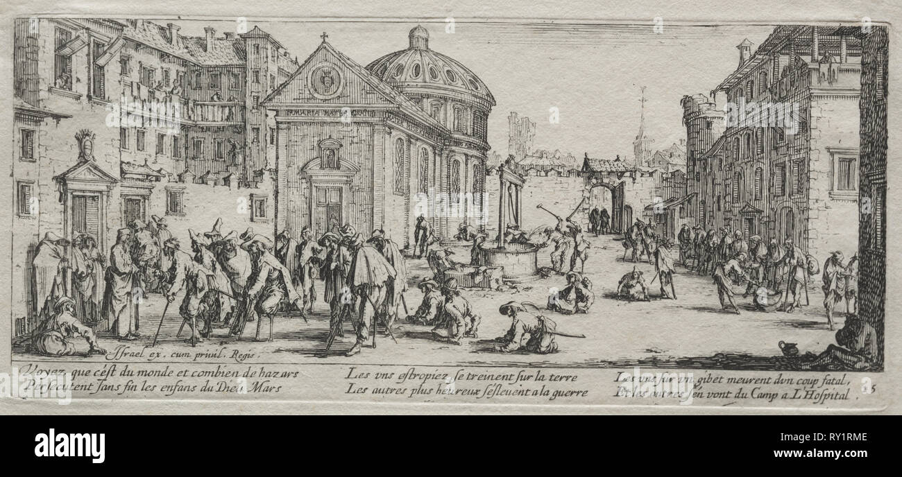 Le grandi miserie della guerra: l'ospedale, 1633. Jacques Callot (Francese, 1592-1635). Attacco Foto Stock