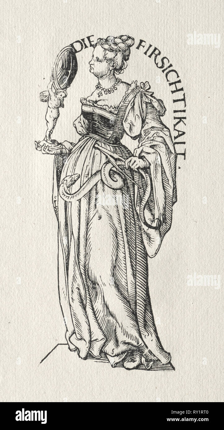 Sette Virtù: la prudenza. Hans Burgkmair (Tedesco, 1473-1531). Xilografia Foto Stock