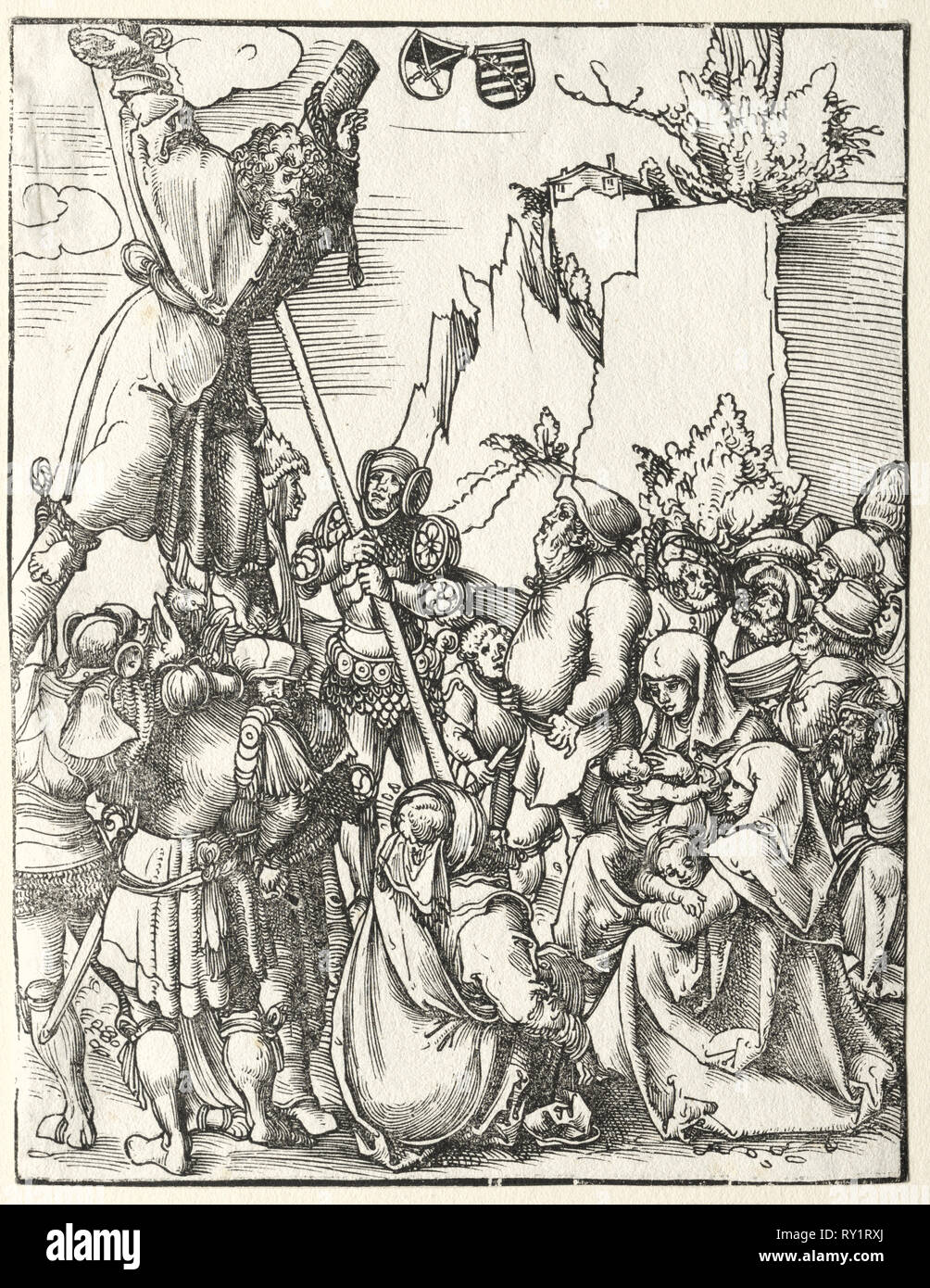 Il martirio di sant'Andrea. Lucas Cranach (Tedesco, 1472-1553). Xilografia Foto Stock