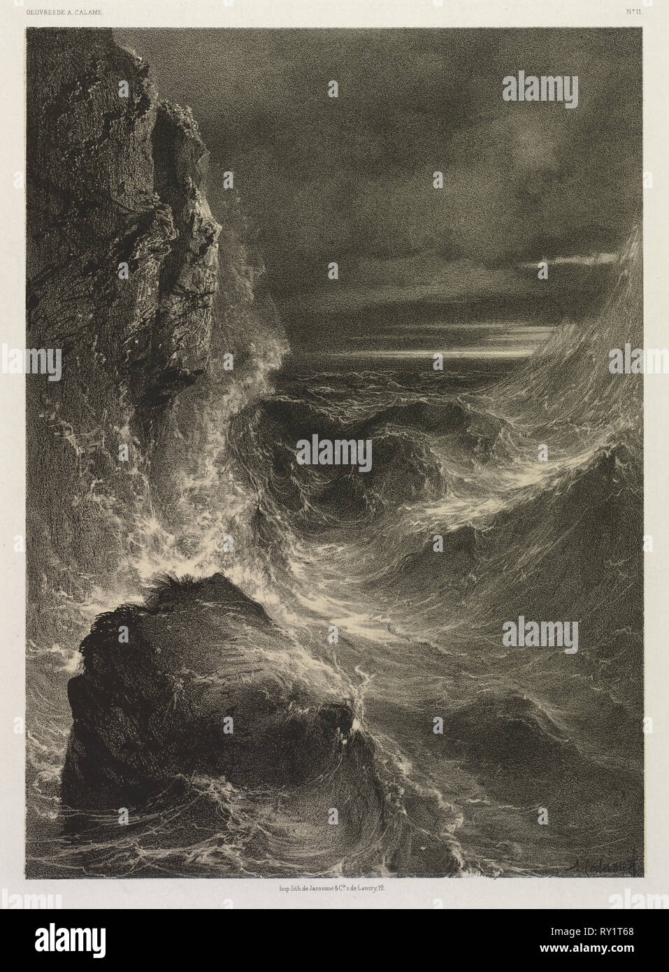 La Mer, 1851. Alexandre Calame (Swiss, 1810-1864). Litografia Foto Stock