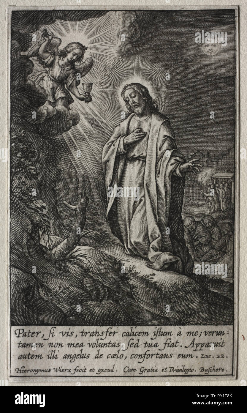 La Passione di Cristo sul monte degli Ulivi. Hieronymus WIERIX (fiammingo, 1553-1619). Incisione Foto Stock