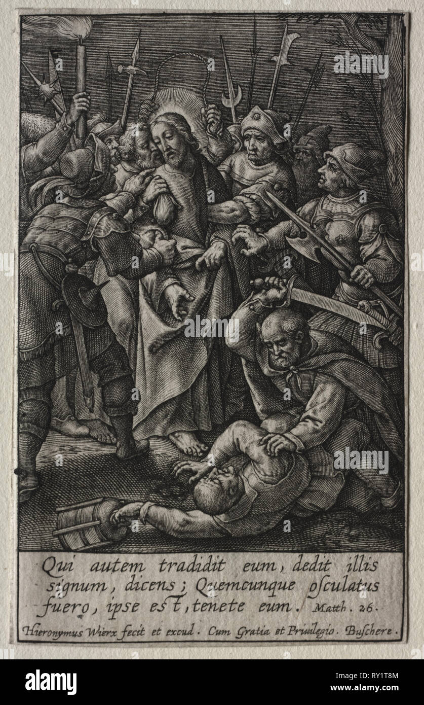 La Passione : Il tradimento di Cristo. Hieronymus WIERIX (fiammingo, 1553-1619). Incisione Foto Stock